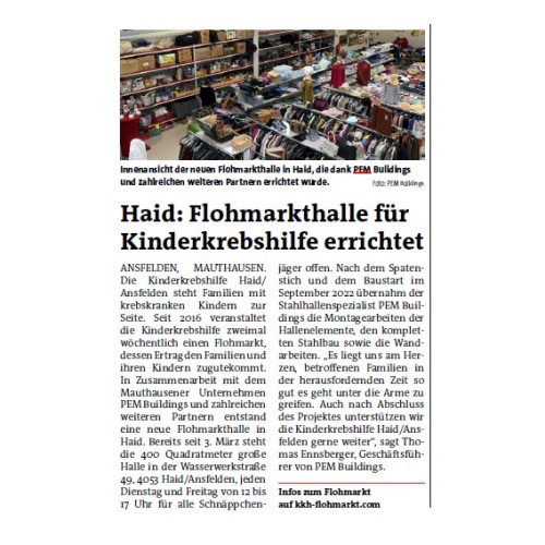 Flohmarkthalle Kinderkrebshilfe